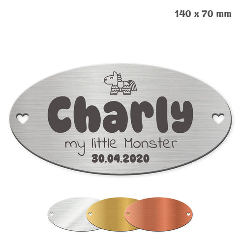 Tür- und Boxenschild "Oval" Metallic